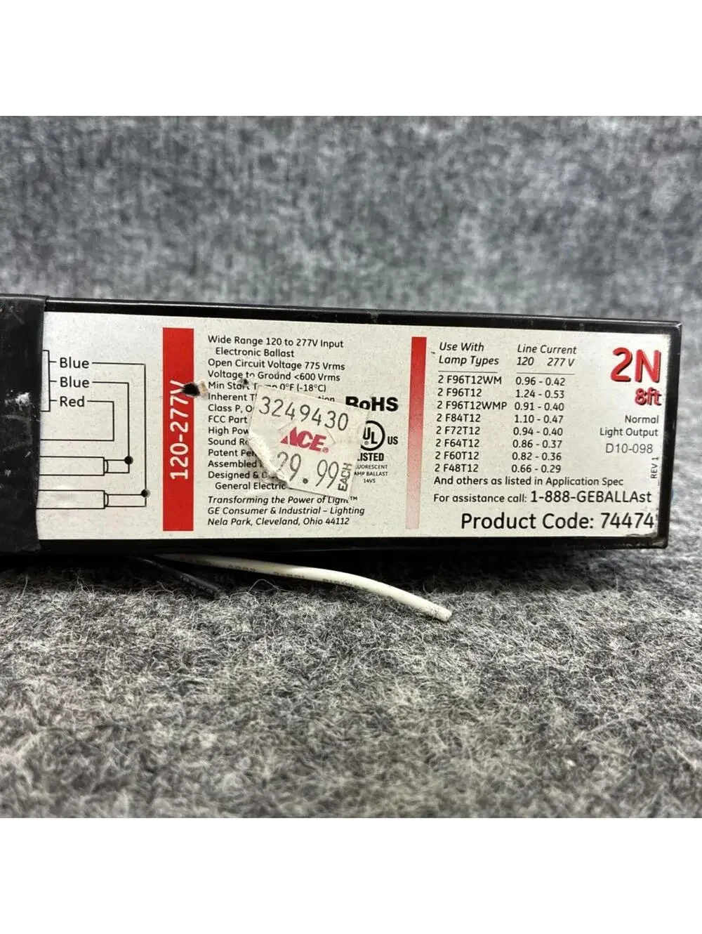 GE Multi-Volt Proline Electronic Ballast T12 Multi Volt GE-260-IS-MV-N